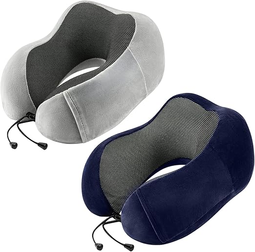 Travel Pillow for Airplane-2 Pack Memory Foam Neck Pillows